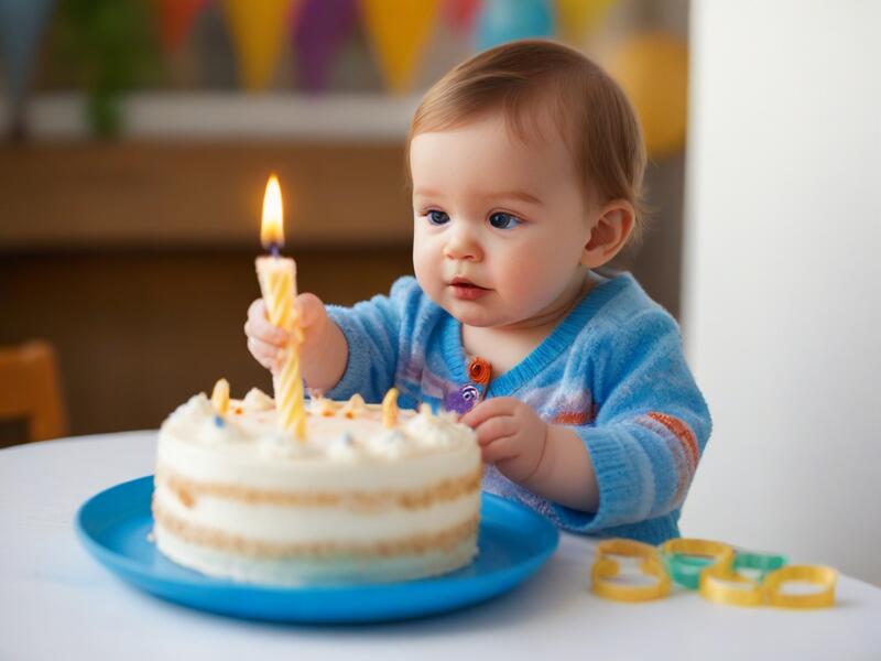 Child with birthday cake