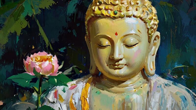 Buddha with flower